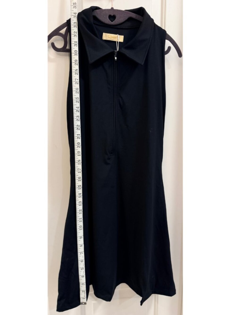 NWT QINSEN Black Zip Front Tennis Dress XL - Picture 8 of 11